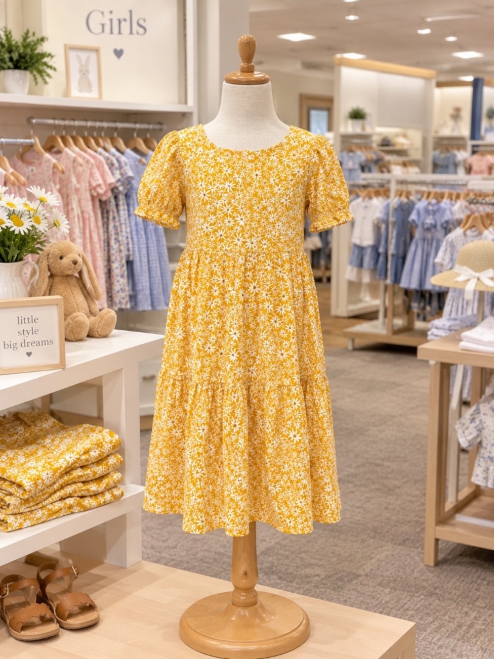 Uniqlo Kids Yellow / White Floral Dress - Size 13